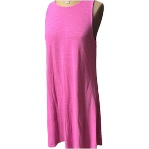 Linen Pink‎ Sleeveless Swing Dress LG, Breathable Soft